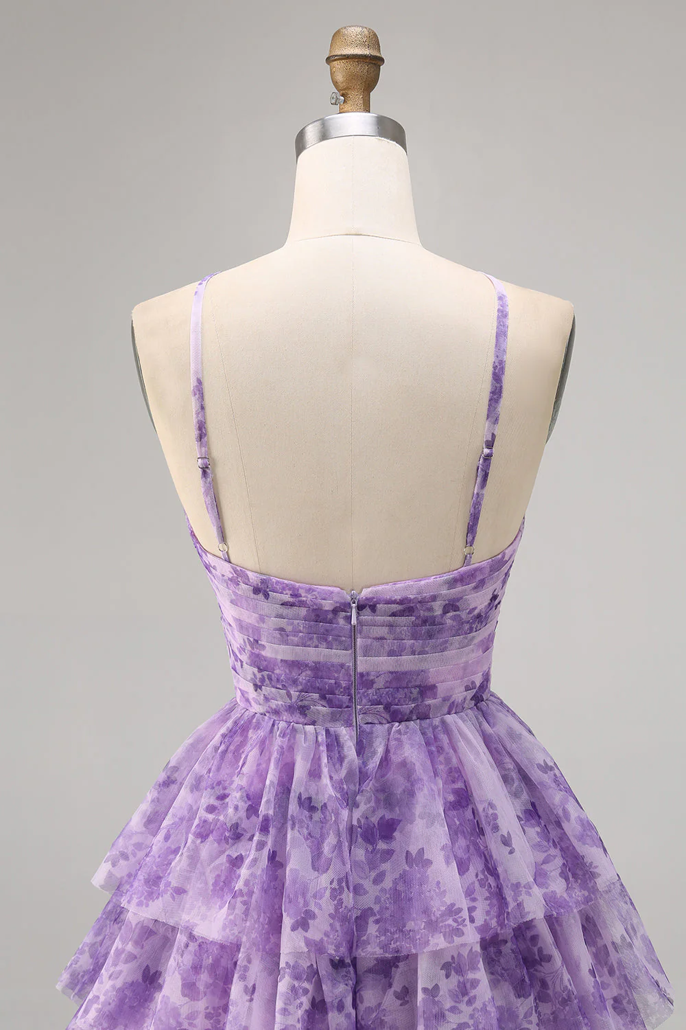 Vert floral à plusieurs niveaux trou de serrure une robe courte de bal - Image 11