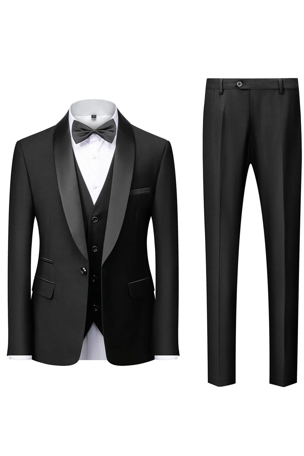 Vert foncé châle revers 3 pièces Slim Fit Costumes pour hommes - Image 14