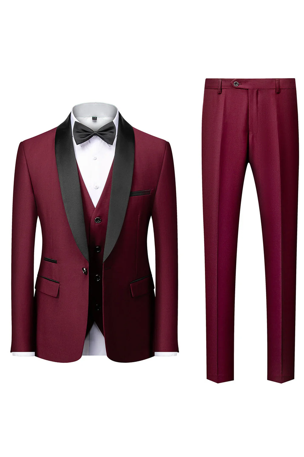 Vert foncé châle revers 3 pièces Slim Fit Costumes pour hommes - Image 16