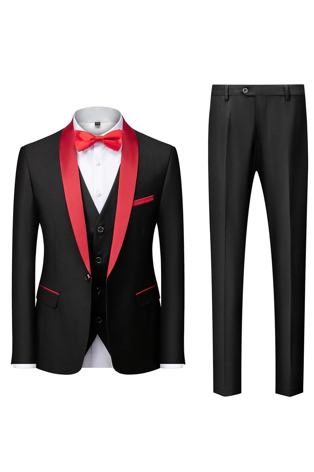 Vert foncé châle revers 3 pièces Slim Fit Costumes pour hommes - Image 19