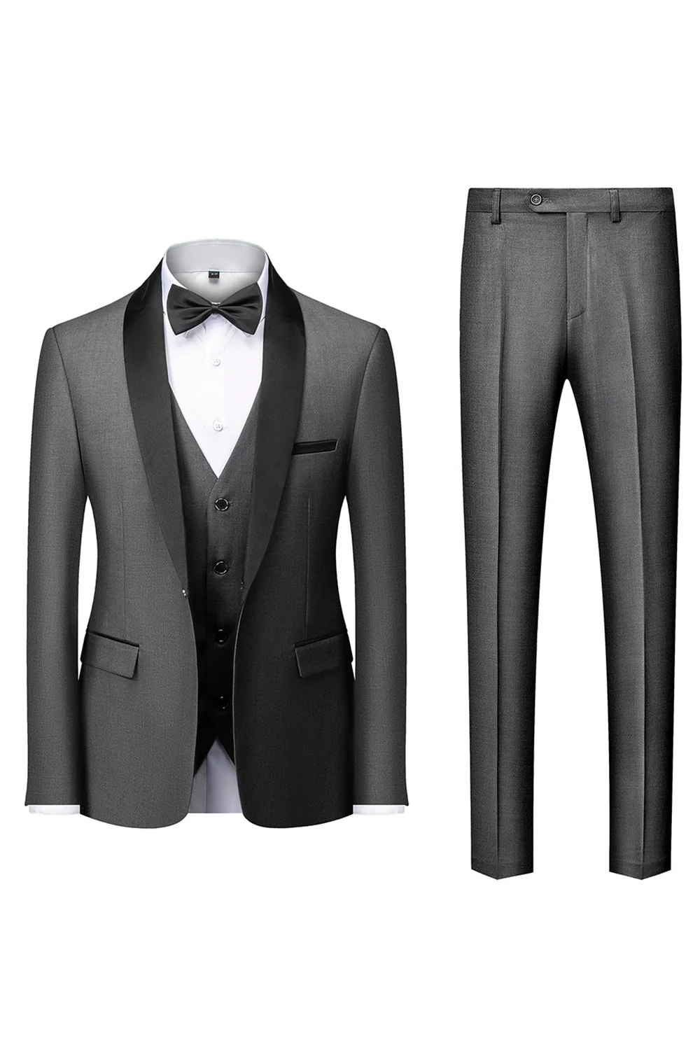 Vert foncé châle revers 3 pièces Slim Fit Costumes pour hommes - Image 20
