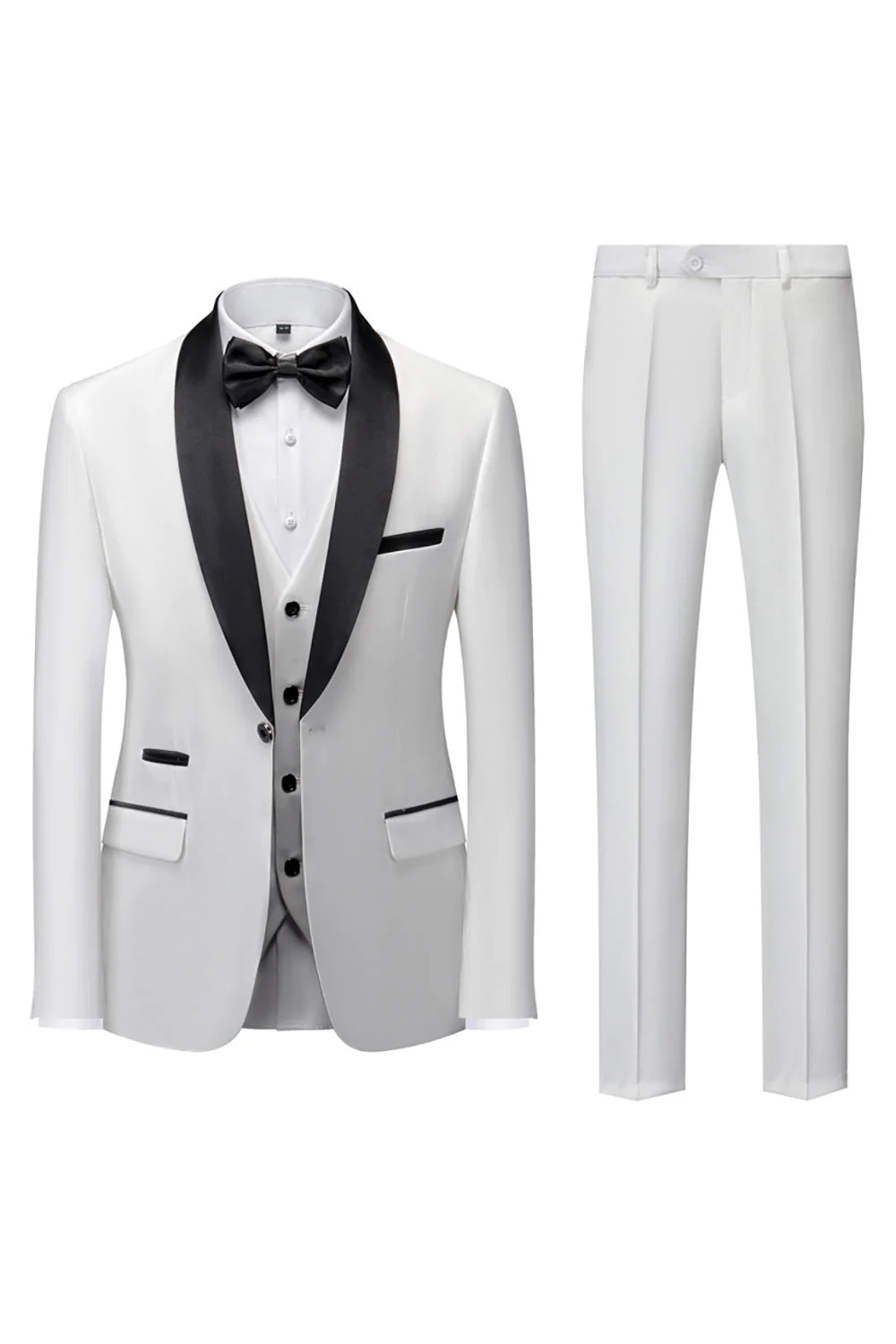 Vert foncé châle revers 3 pièces Slim Fit Costumes pour hommes - Image 25