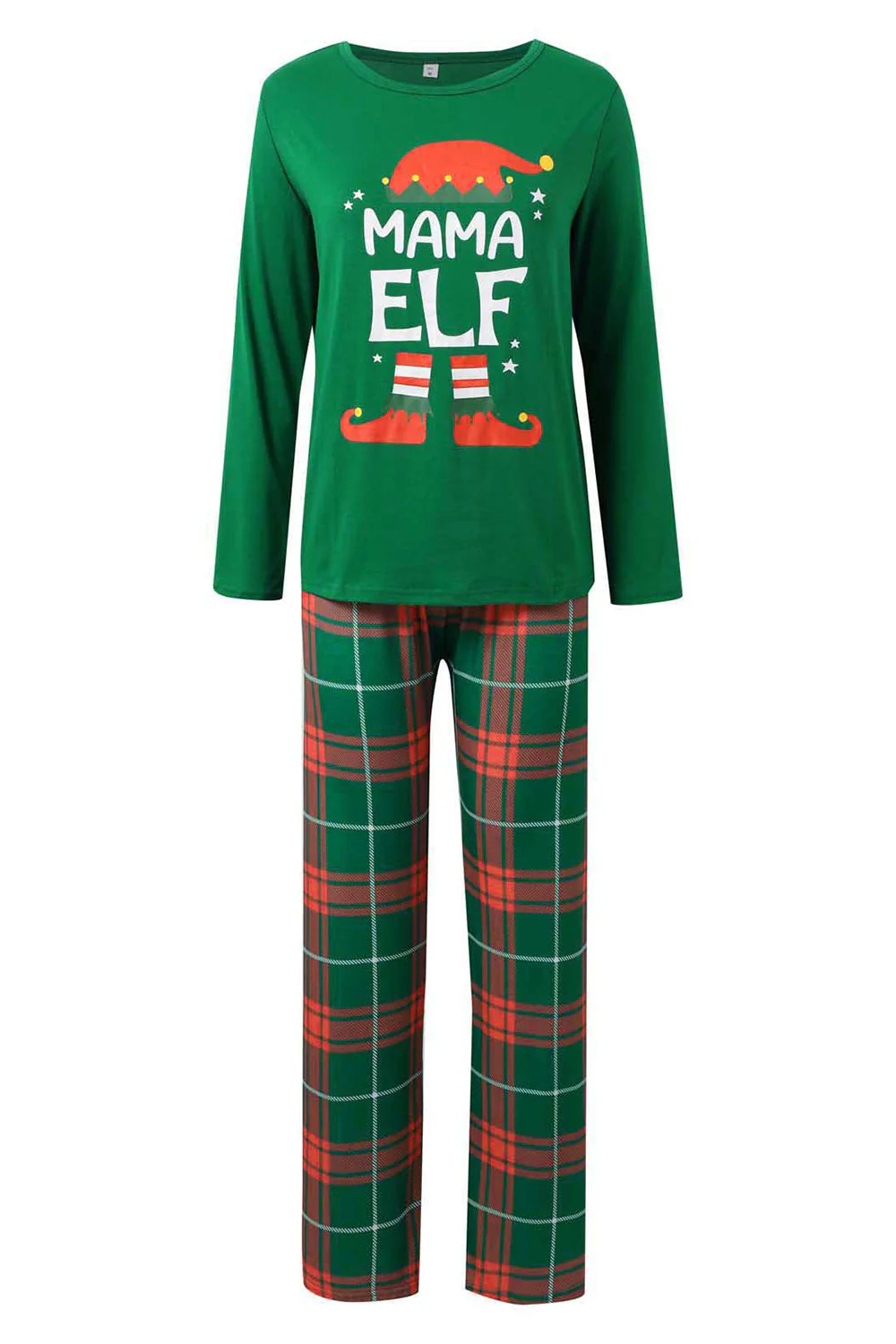Vert foncé col rond Noël à carreaux famille pyjama assorti ensemble - Image 3