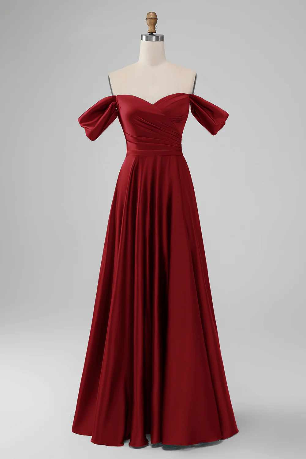 Vert foncé de la robe longue de demoiselle d’honneur en satin Shouder A Line - Image 11