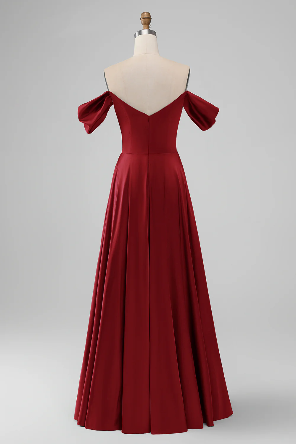 Vert foncé de la robe longue de demoiselle d’honneur en satin Shouder A Line - Image 12