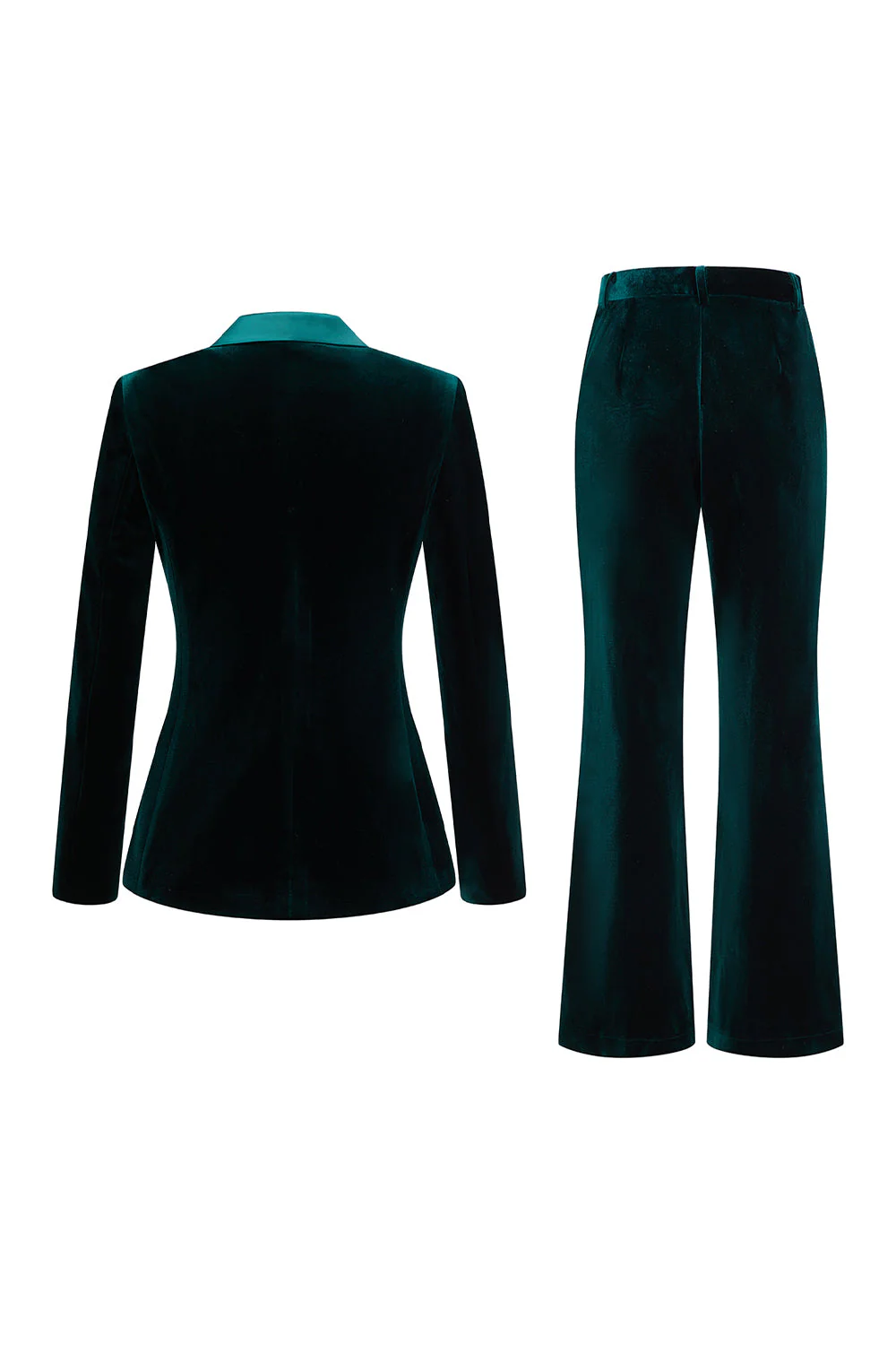 Vert foncé pointe revers 2 pièces velours double boutonnage femmes bal costumes - Image 2