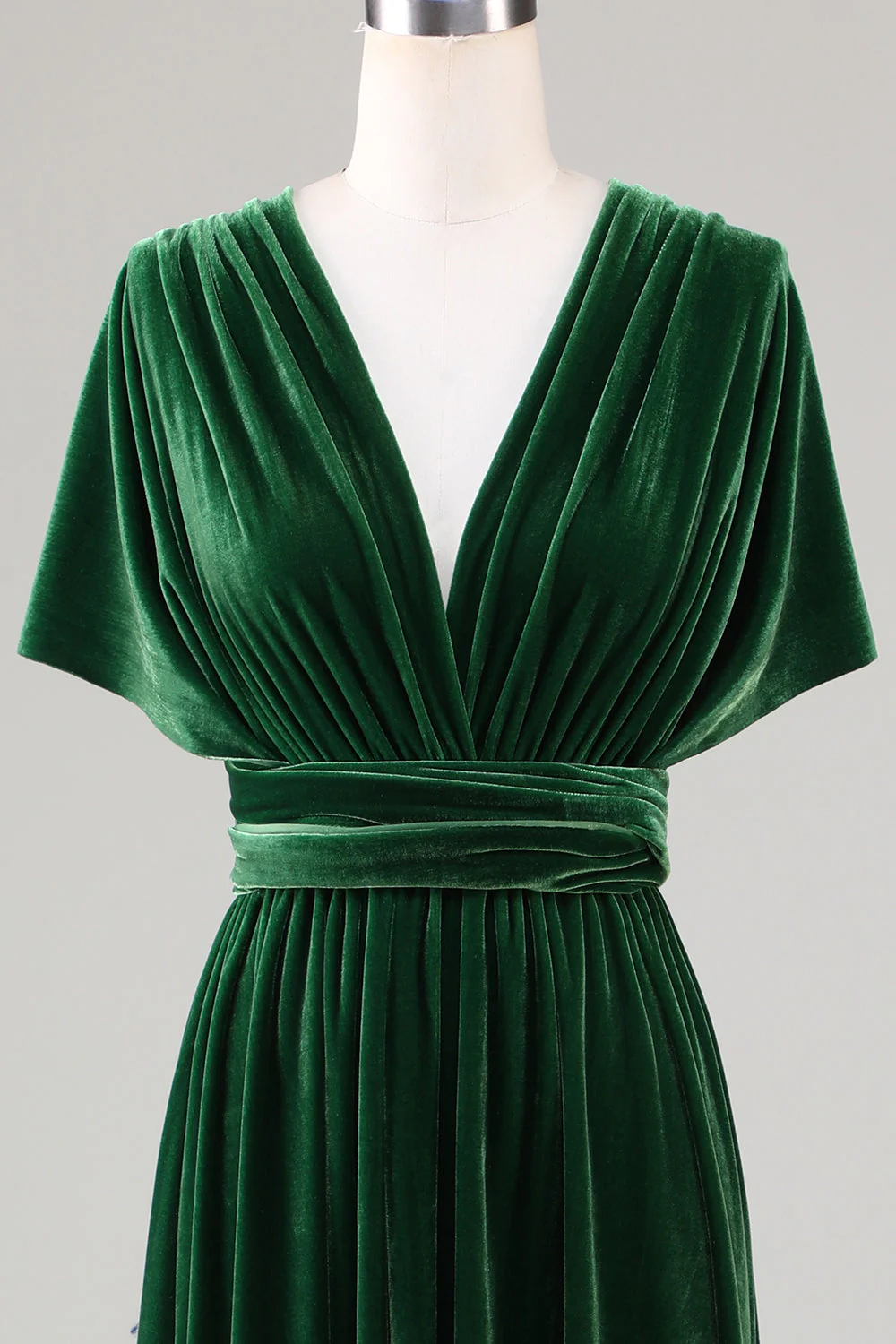 Vert foncé Porter Velours Robe de demoiselle d’honneur longue - Image 4