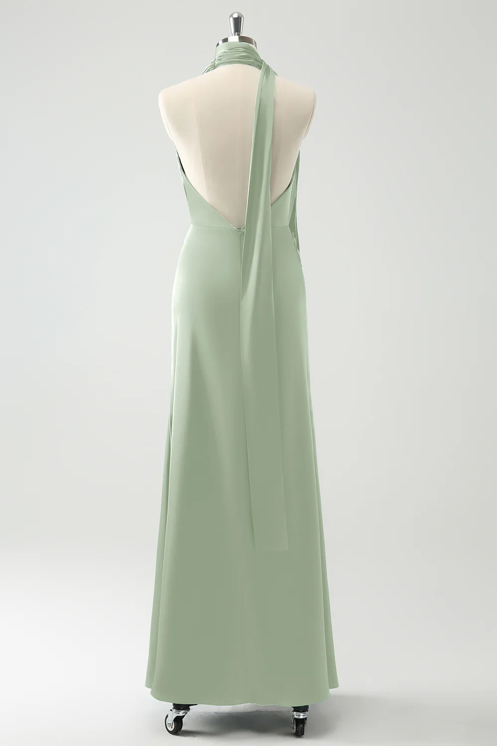 Vert foncé Sheath V-Neck Backless Robe d’invitée de mariage avec fente - Image 6