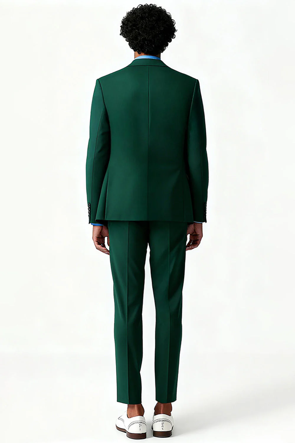 Vert foncé simple boutonnage 2 pièces à revers cranté Costumes pour hommes - Image 2