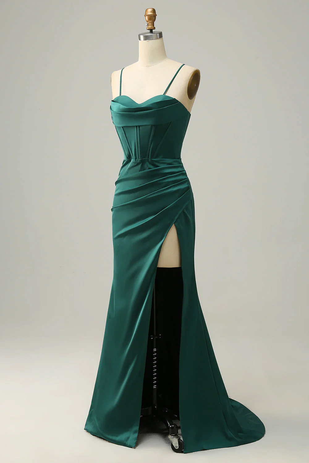 Vert foncé Spaghetti Straps Mermaid Prom Robe - Image 3