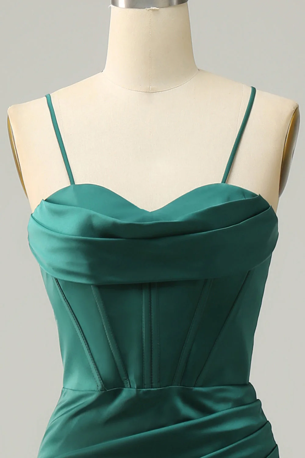Vert foncé Spaghetti Straps Mermaid Prom Robe - Image 4