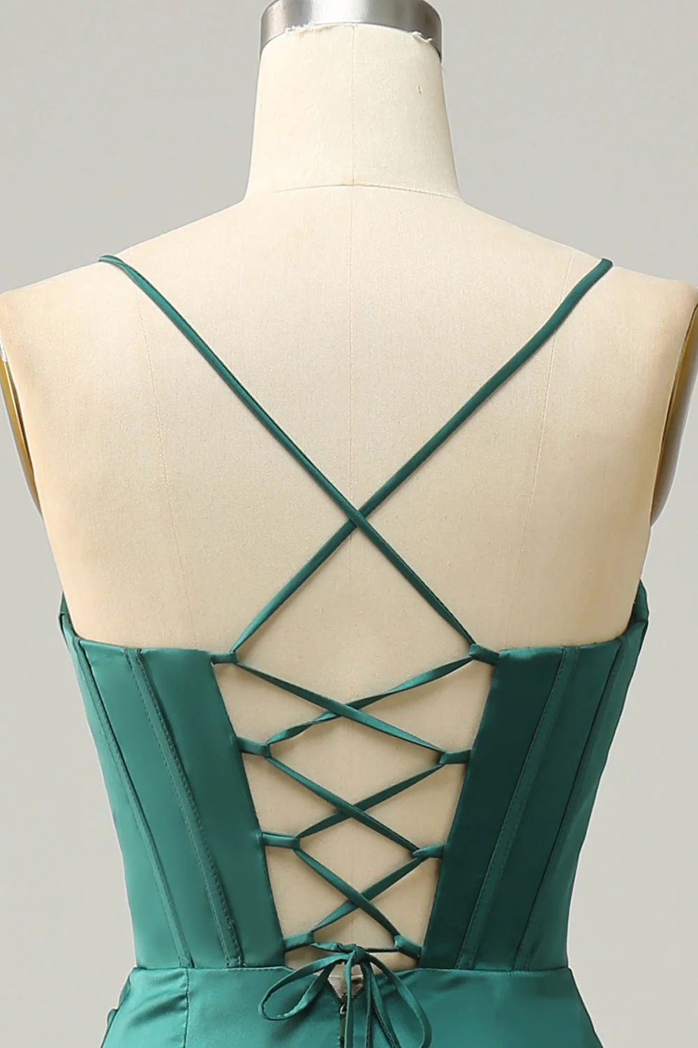 Vert foncé Spaghetti Straps Mermaid Prom Robe - Image 6