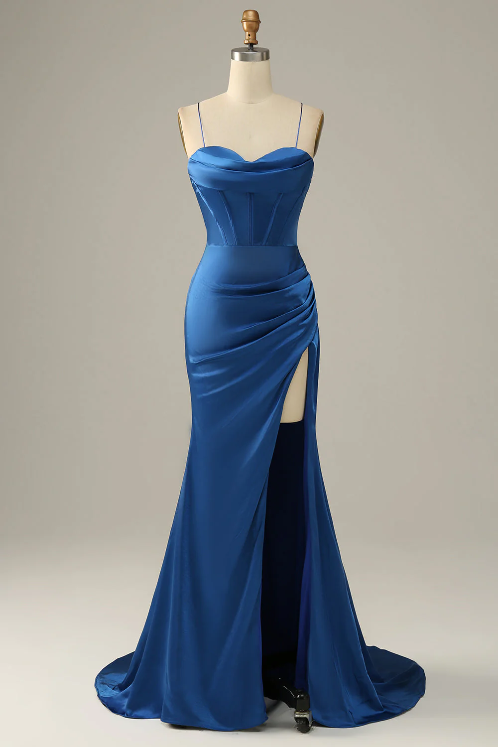 Vert foncé Spaghetti Straps Mermaid Prom Robe - Image 7