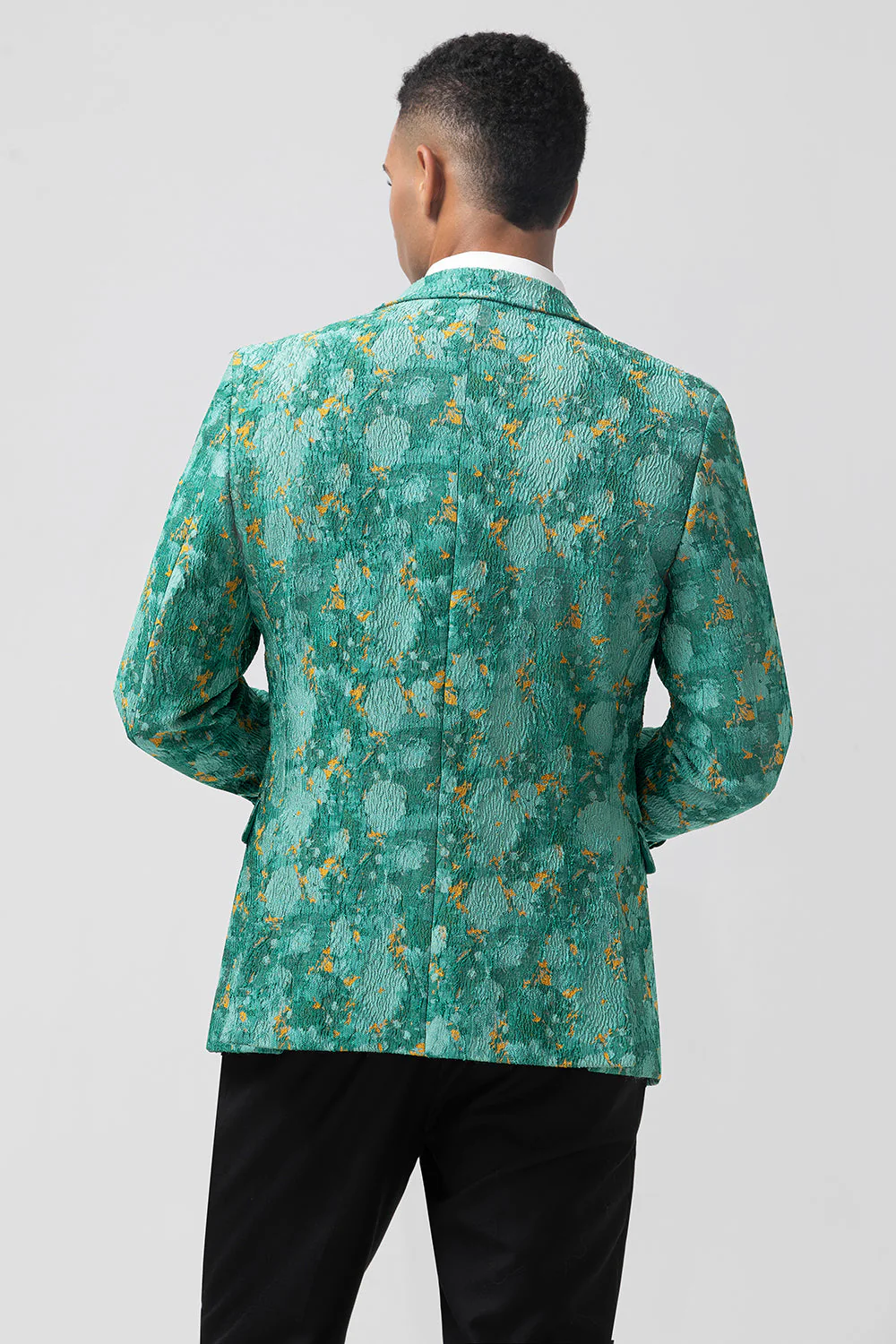 Vert Peak Repel Jacquard Un Bouton 3 Pièces Costumes de Bal Pour Hommes - Image 2