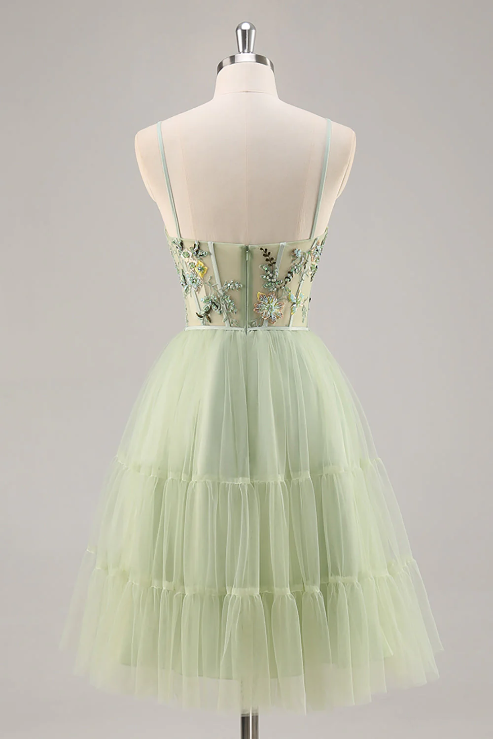 Vert Une ligne applique Corset Robe de cocktail - Image 8