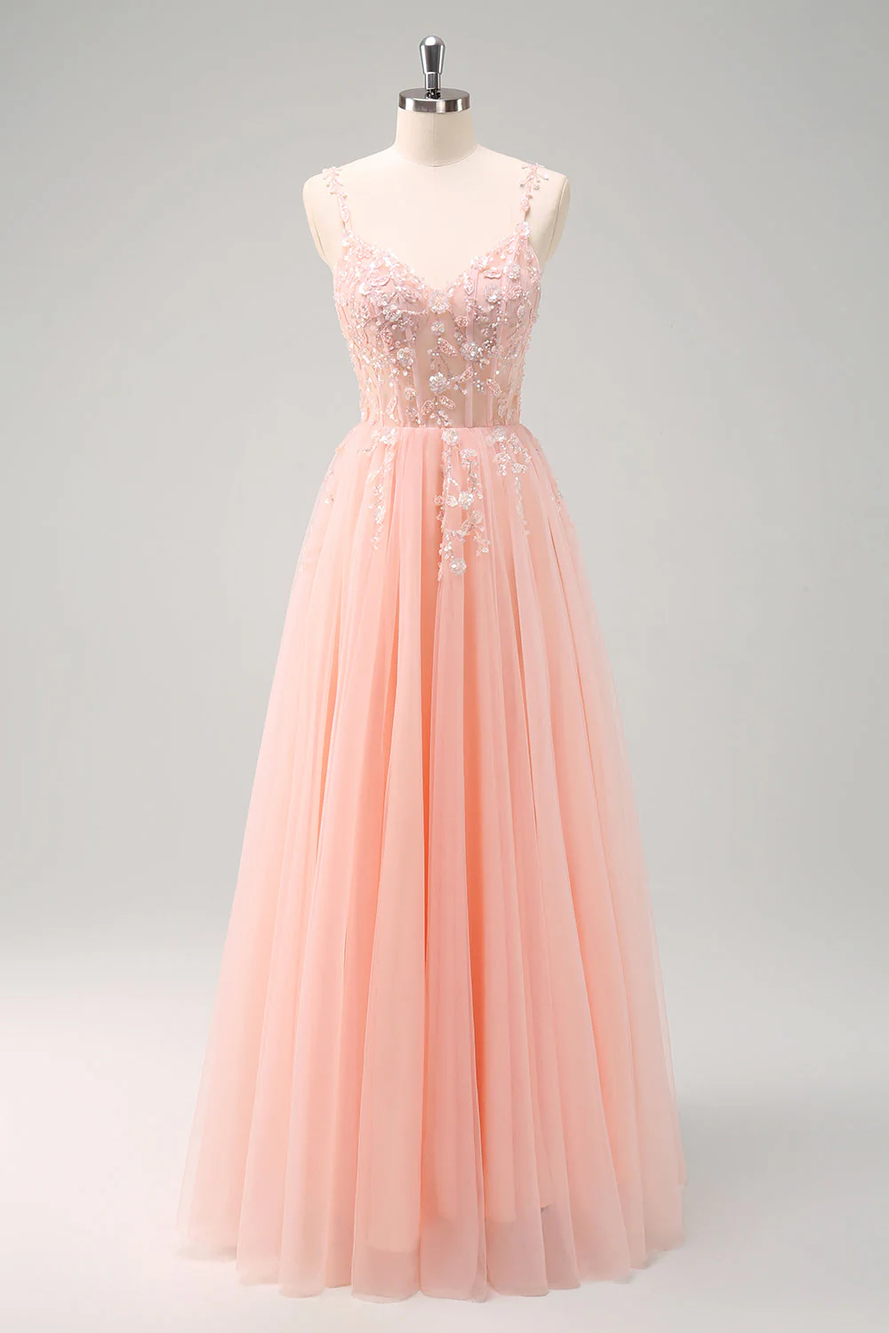 Vert Une ligne Corset Sequin Tulle Robe Longue De Bal Avec Lacets Dans Le Dos - Image 17