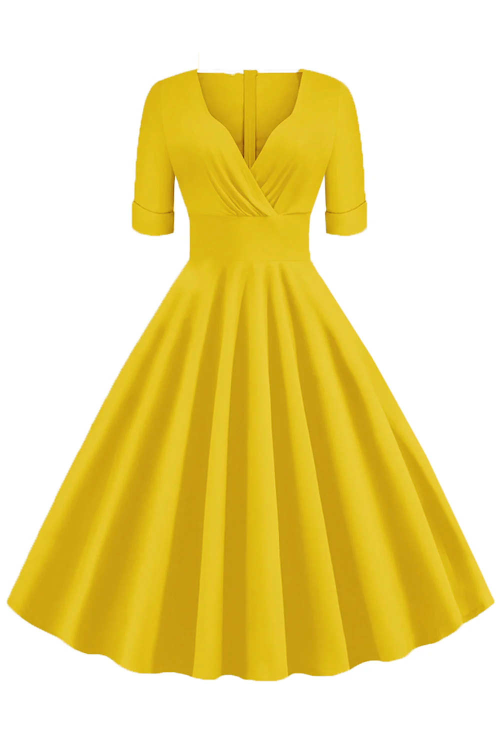 Vert V-Neck Manches Courtes Années 50 Swing Robe - Image 6