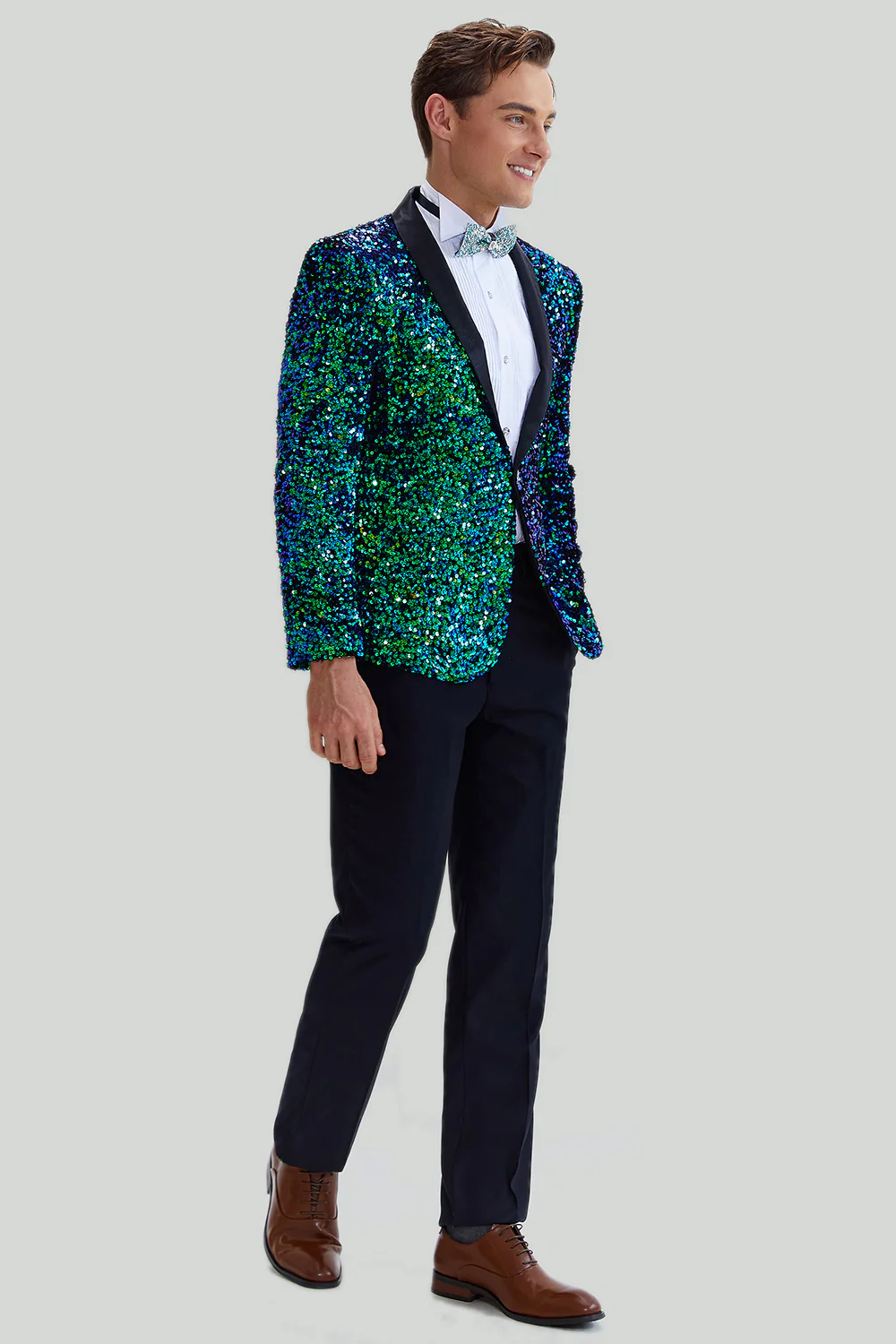 Veste Blazer à paillettes verte pour homme - Image 7