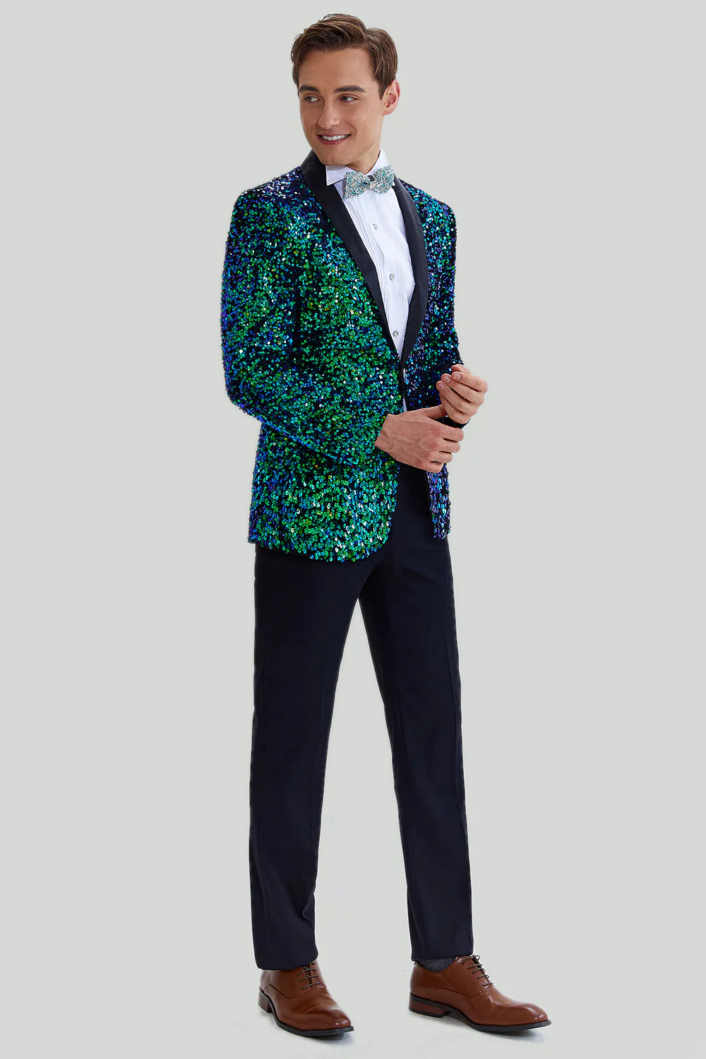 Veste Blazer à paillettes verte pour homme - Image 8