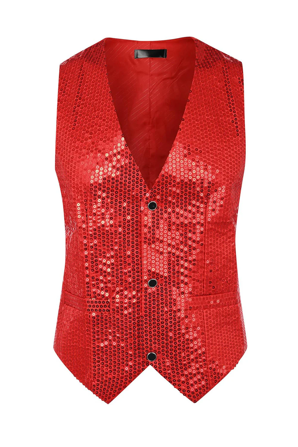 Veste noir scintillant à un seul boutonnement, col en V, avec des paillettes - Image 10