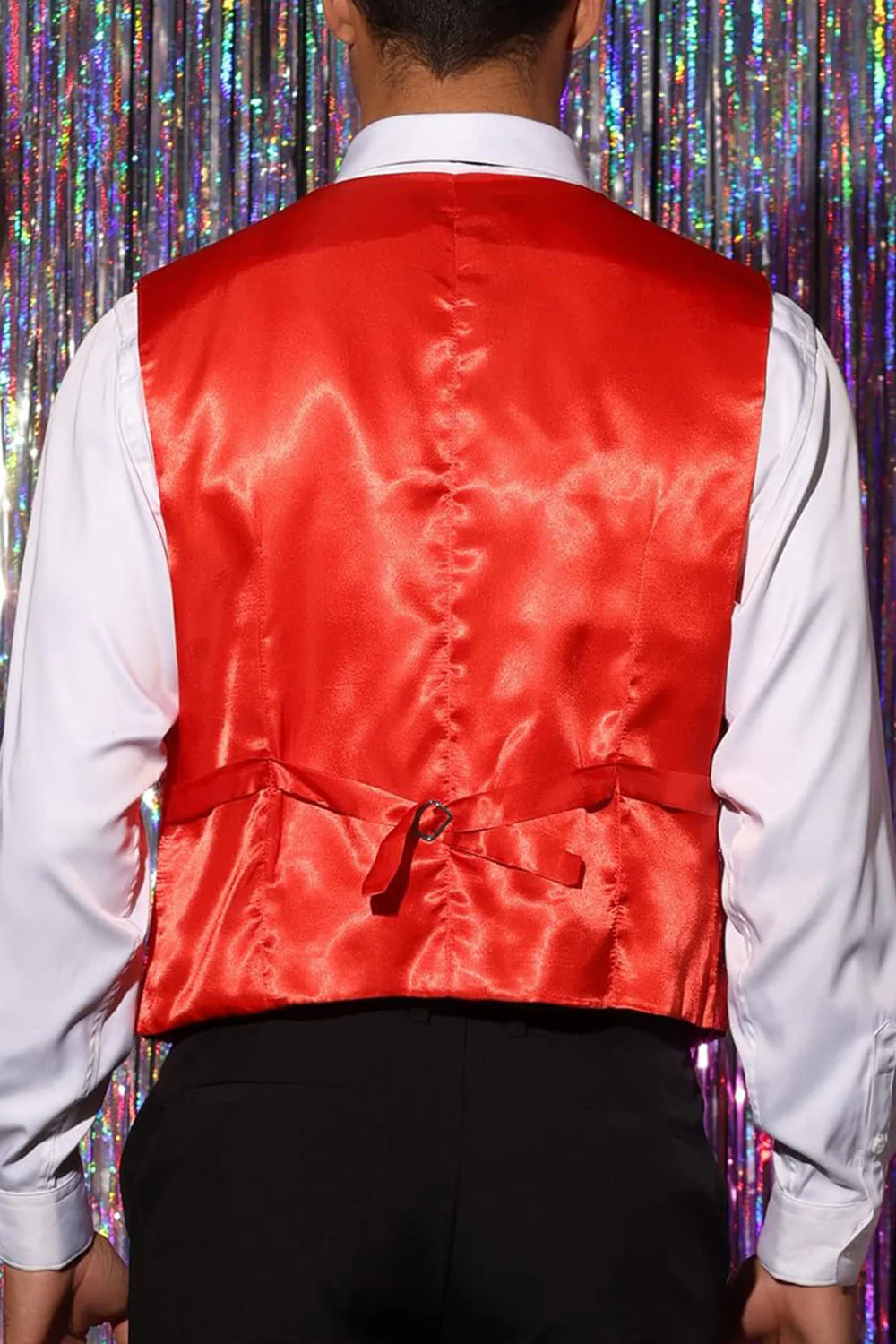 Veste noir scintillant à un seul boutonnement, col en V, avec des paillettes - Image 11
