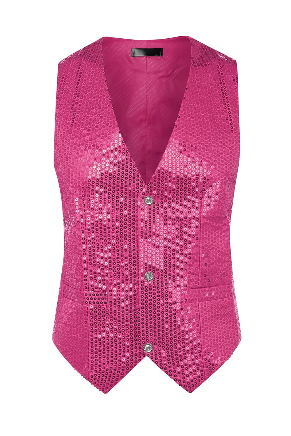Veste noir scintillant à un seul boutonnement, col en V, avec des paillettes - Image 13