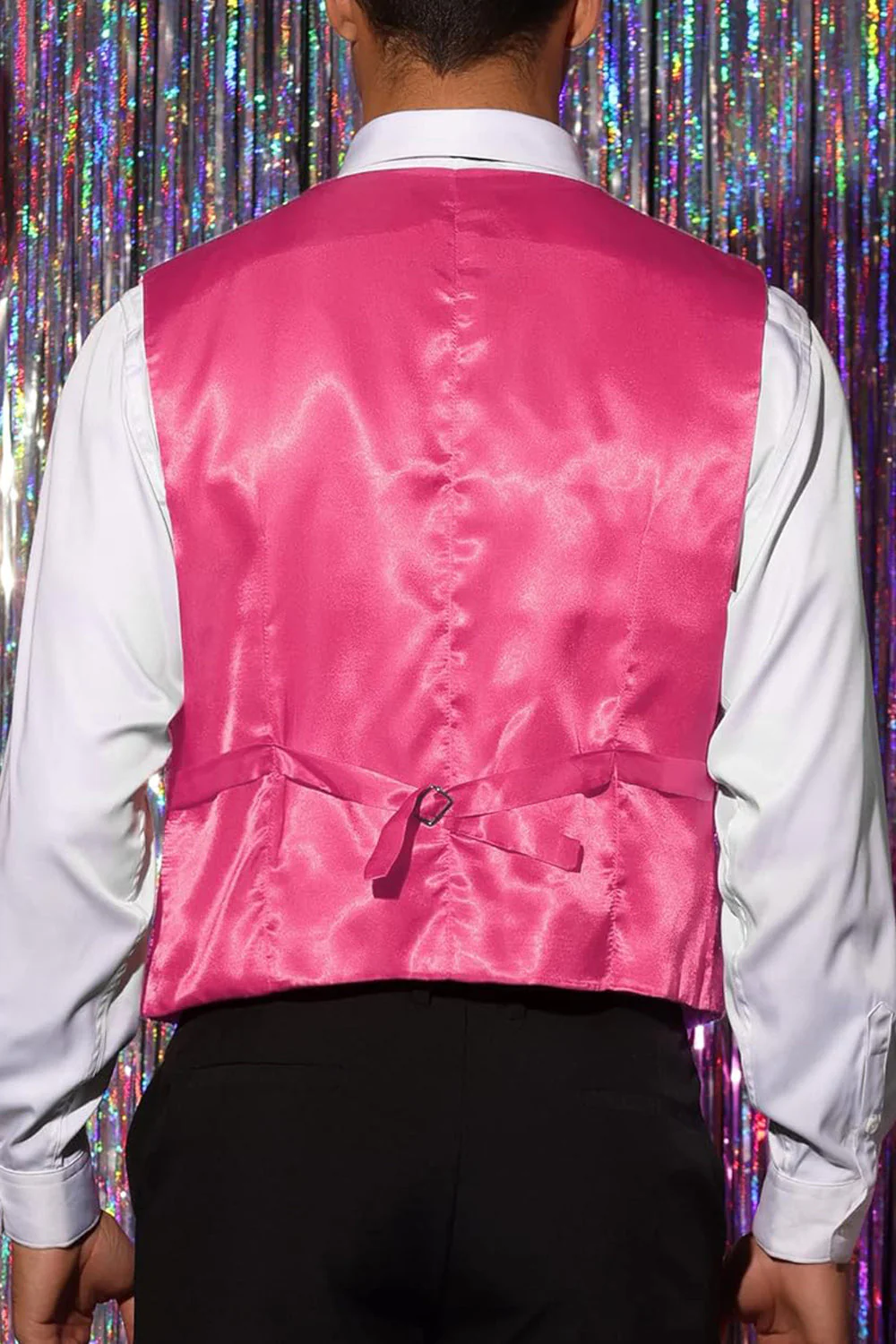 Veste noir scintillant à un seul boutonnement, col en V, avec des paillettes - Image 14