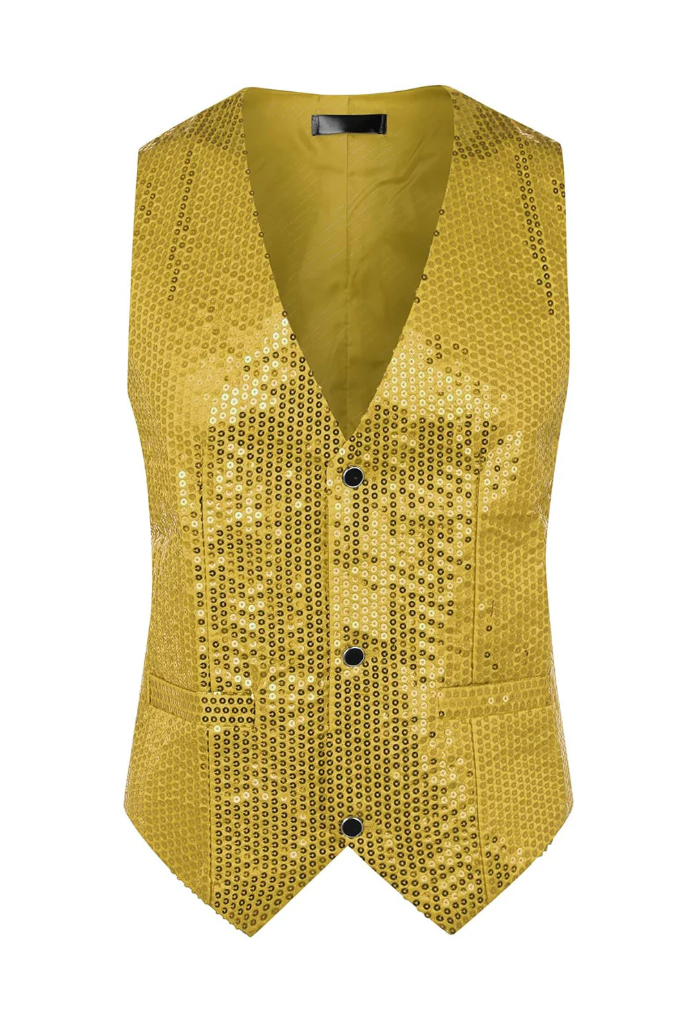 Veste noir scintillant à un seul boutonnement, col en V, avec des paillettes - Image 16
