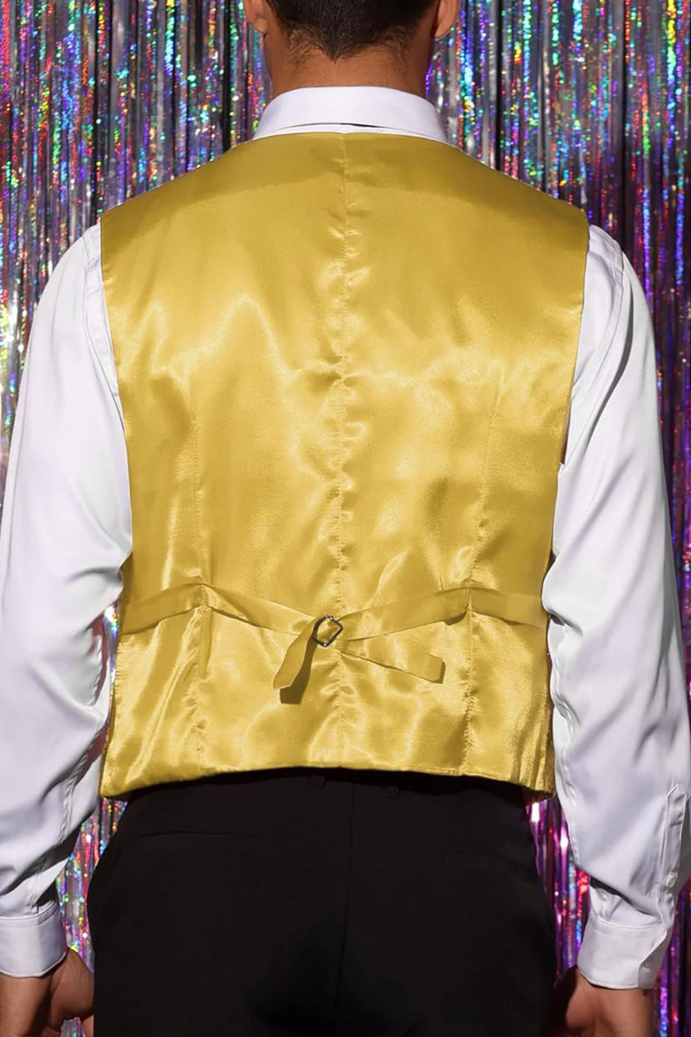 Veste noir scintillant à un seul boutonnement, col en V, avec des paillettes - Image 17