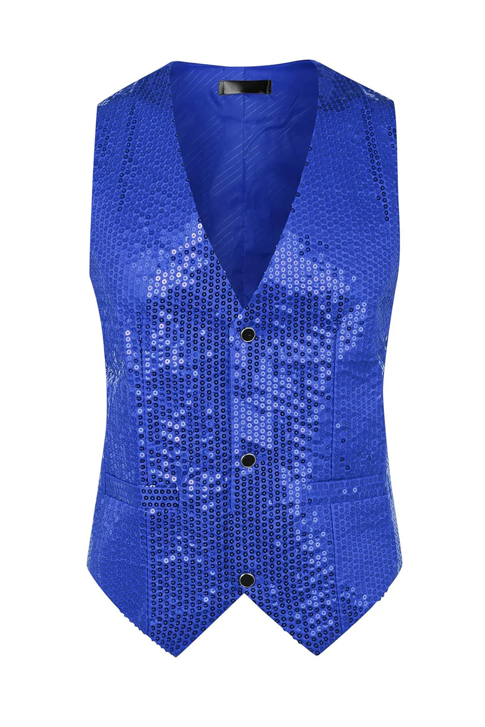 Veste noir scintillant à un seul boutonnement, col en V, avec des paillettes - Image 19