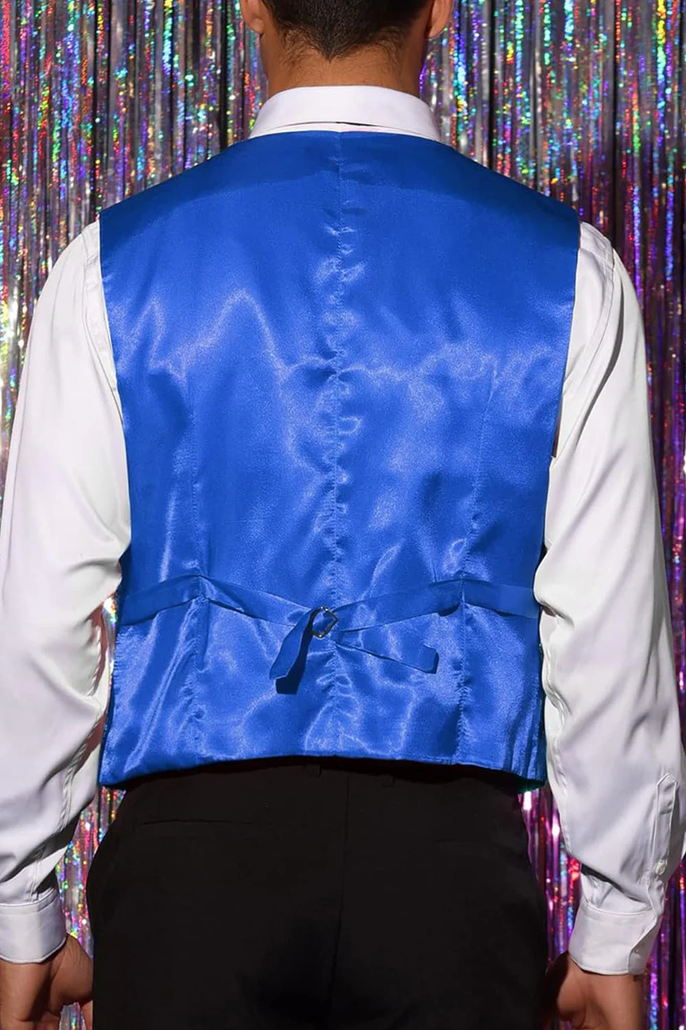 Veste noir scintillant à un seul boutonnement, col en V, avec des paillettes - Image 20