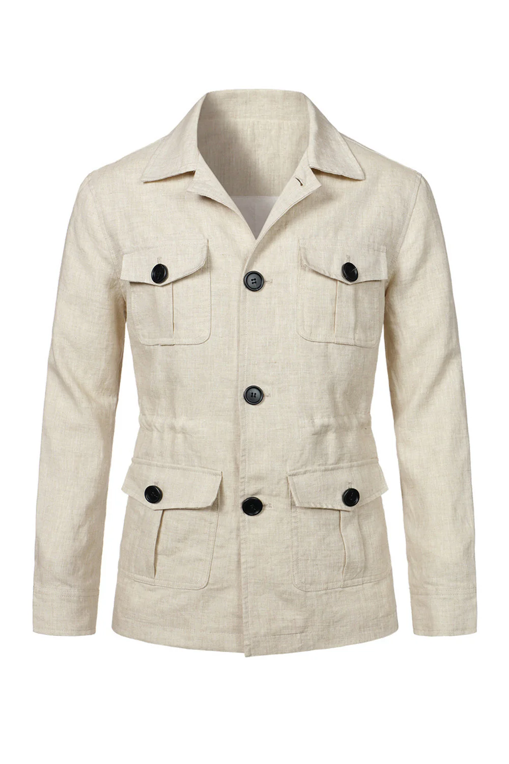 Veste pour hommes à boutonnage simple à revers beige - Image 5