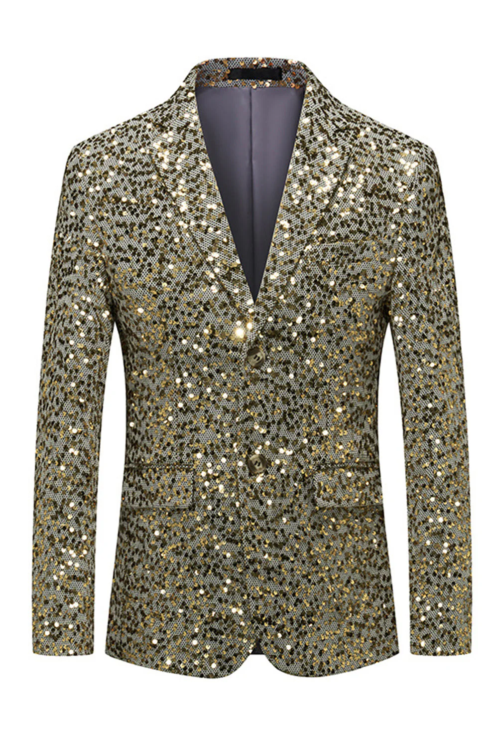 Veste pour hommes à boutons simples boutonnés dorés à revers - Image 3