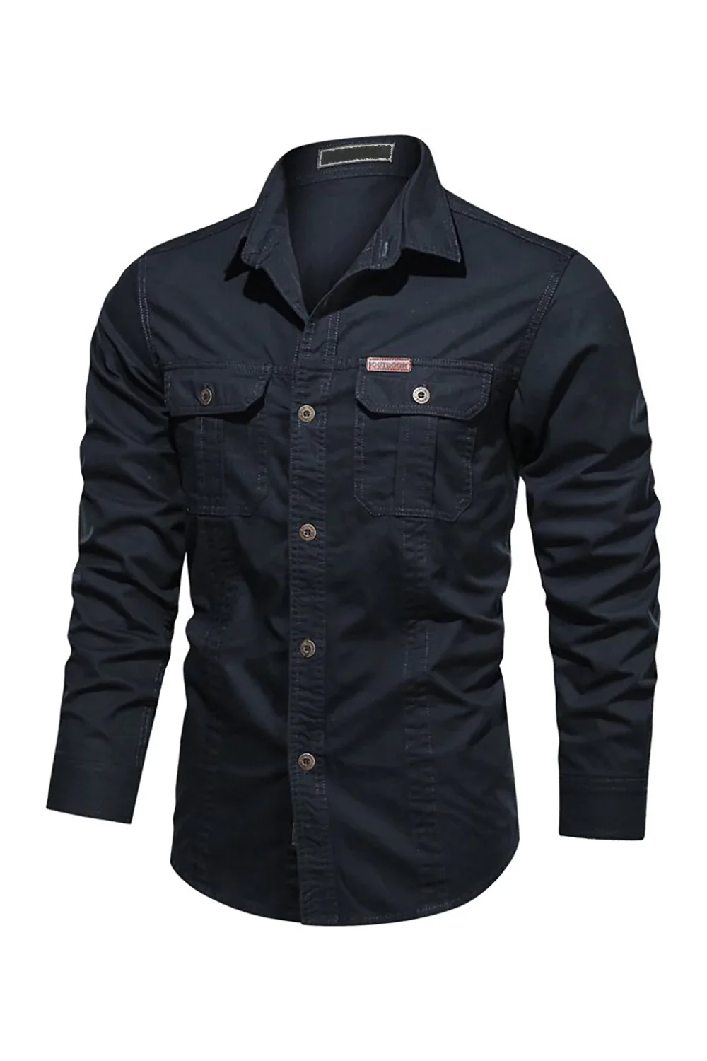 Vêtements de travail pour hommes à manches longues Army Green Plus Size Shirt - Image 4