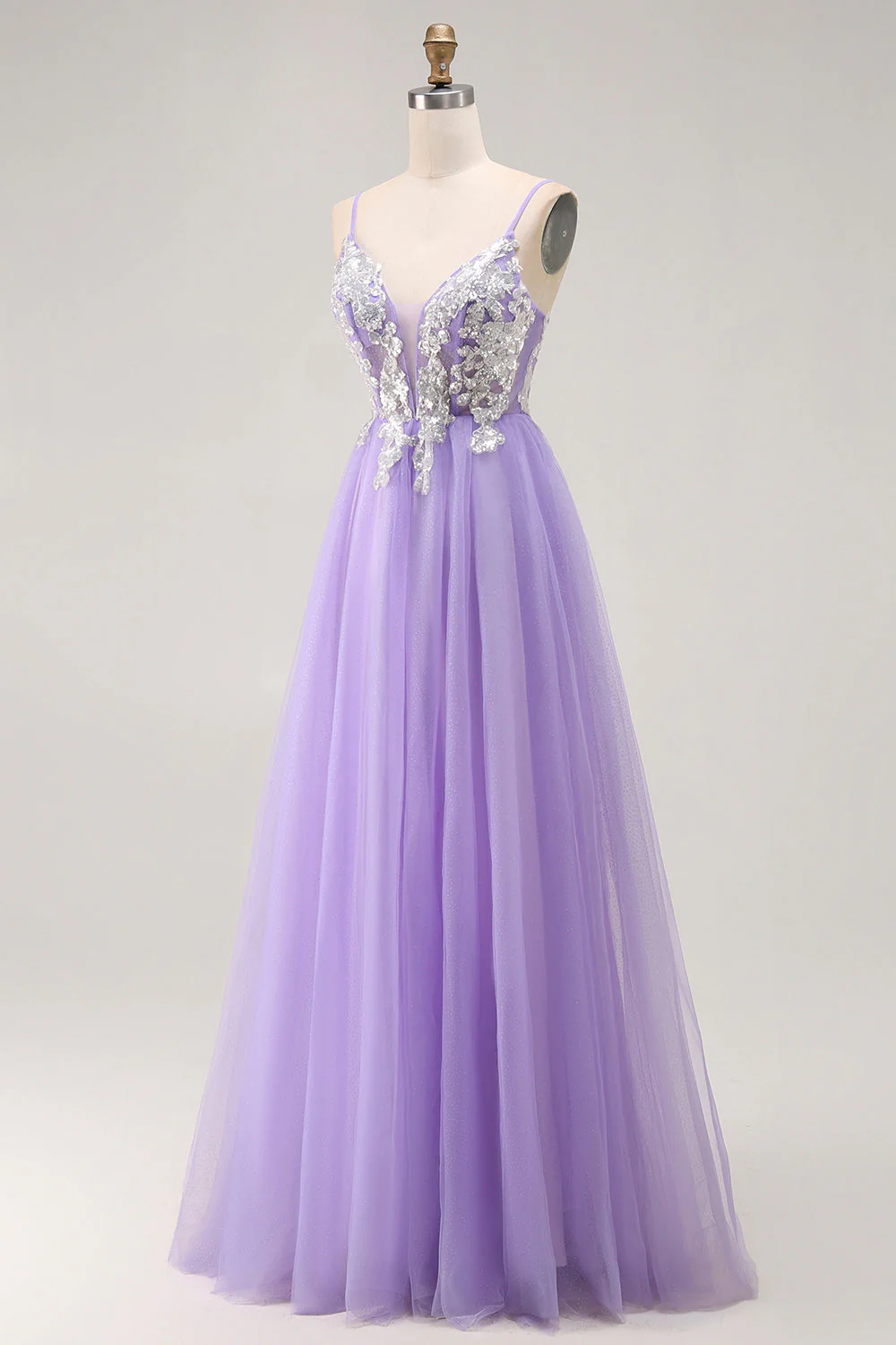 Violet Une ligne appliquée Corset Robe de bal longue avec dentelle dans le dos - Image 3