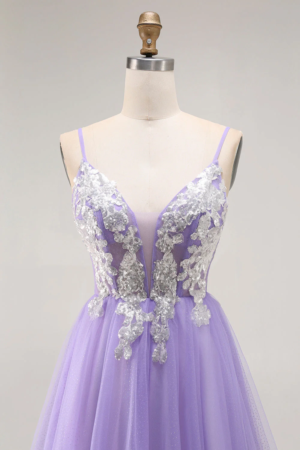 Violet Une ligne appliquée Corset Robe de bal longue avec dentelle dans le dos - Image 4