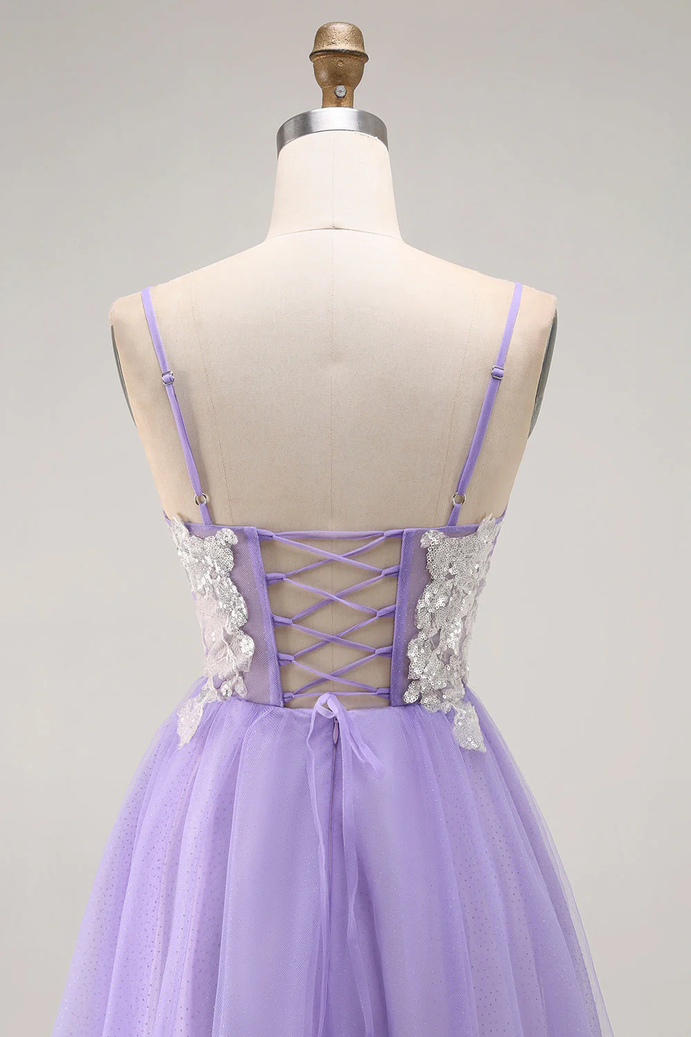 Violet Une ligne appliquée Corset Robe de bal longue avec dentelle dans le dos - Image 5