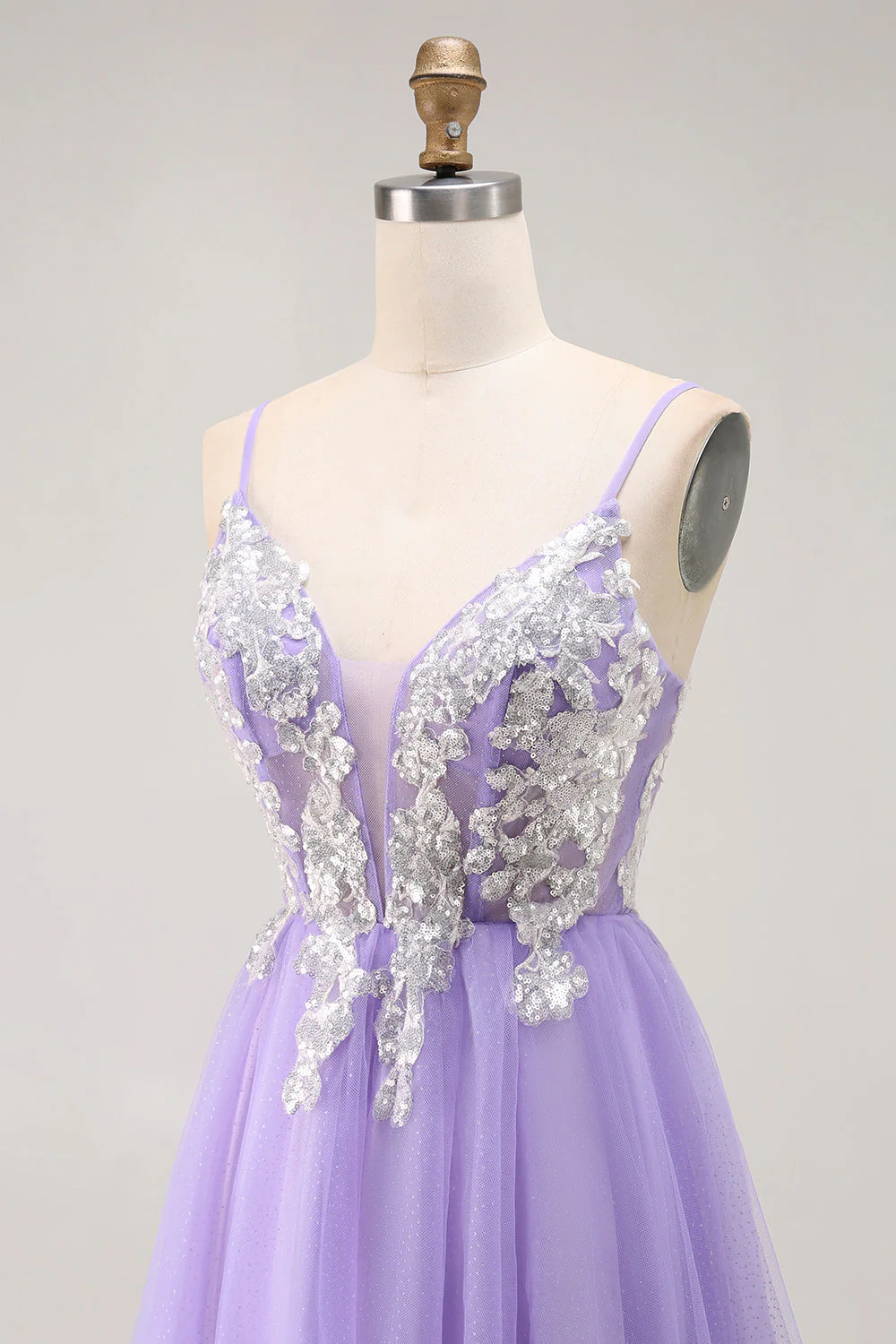 Violet Une ligne appliquée Corset Robe de bal longue avec dentelle dans le dos - Image 6