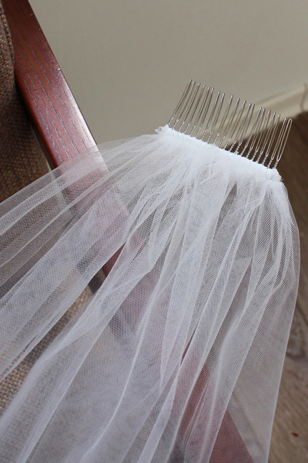 Voile de mariée midi fleuri ivoire avec appliqués - Image 6