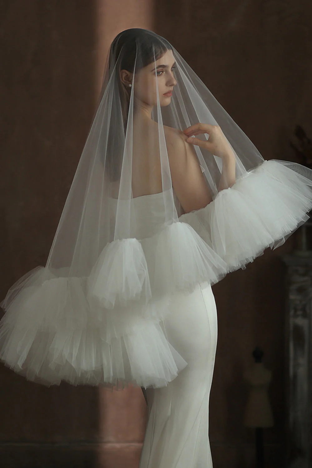 Voile de mariée moelleux à volants multicouches - Image 3