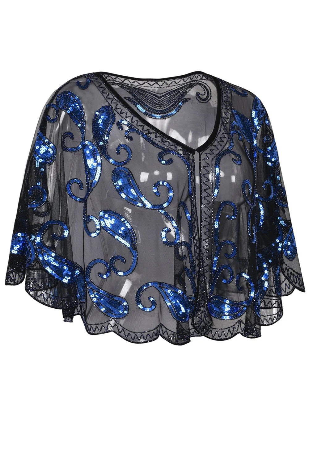 Zapaka Cape à Paillettes Bleues Style Rétro des Années 1920 - Image 3