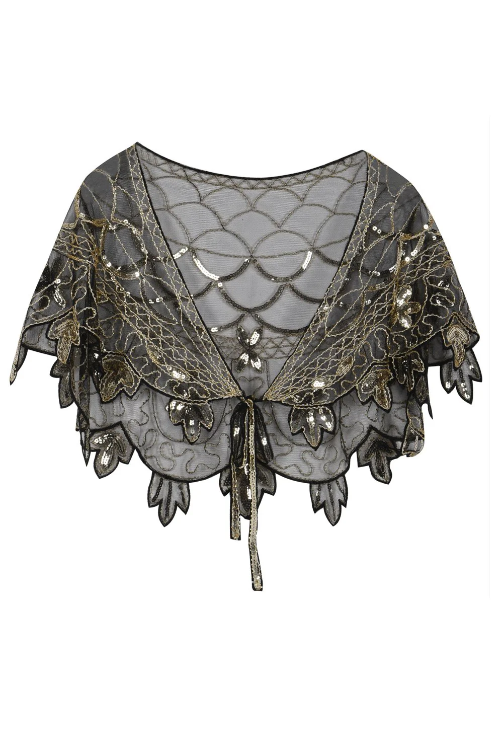 Zapaka Cape Femme Paillettes Fleur Vert Années 1920 - Image 10