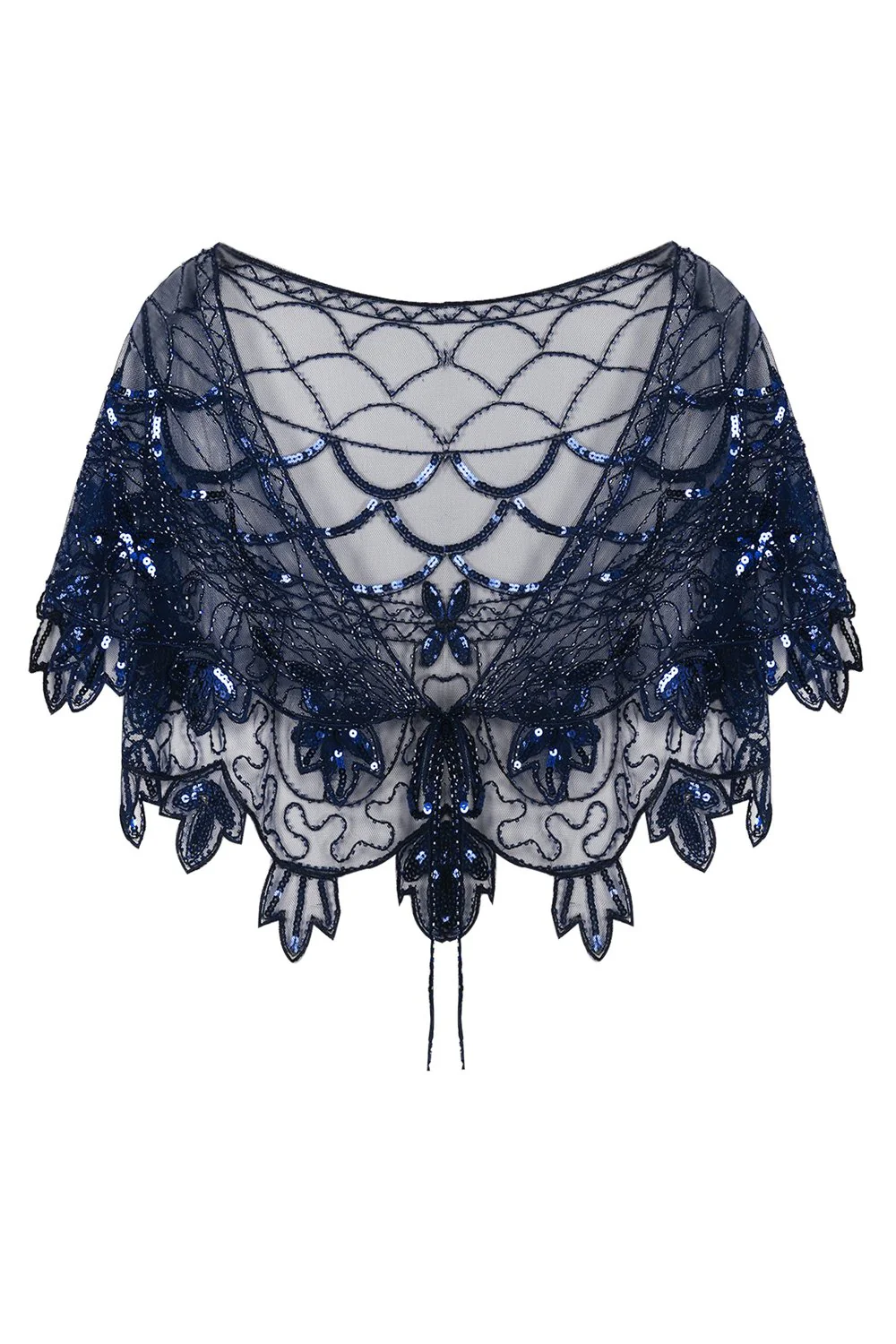 Zapaka Cape Femme Paillettes Fleur Vert Années 1920 - Image 11
