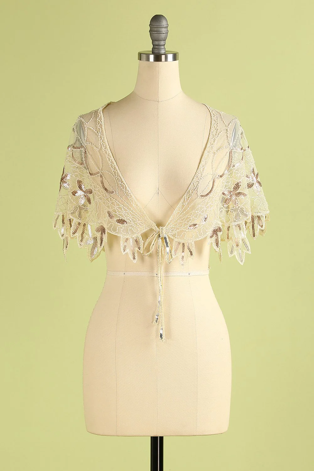 Zapaka Cape Femme Paillettes Fleur Vert Années 1920 - Image 4