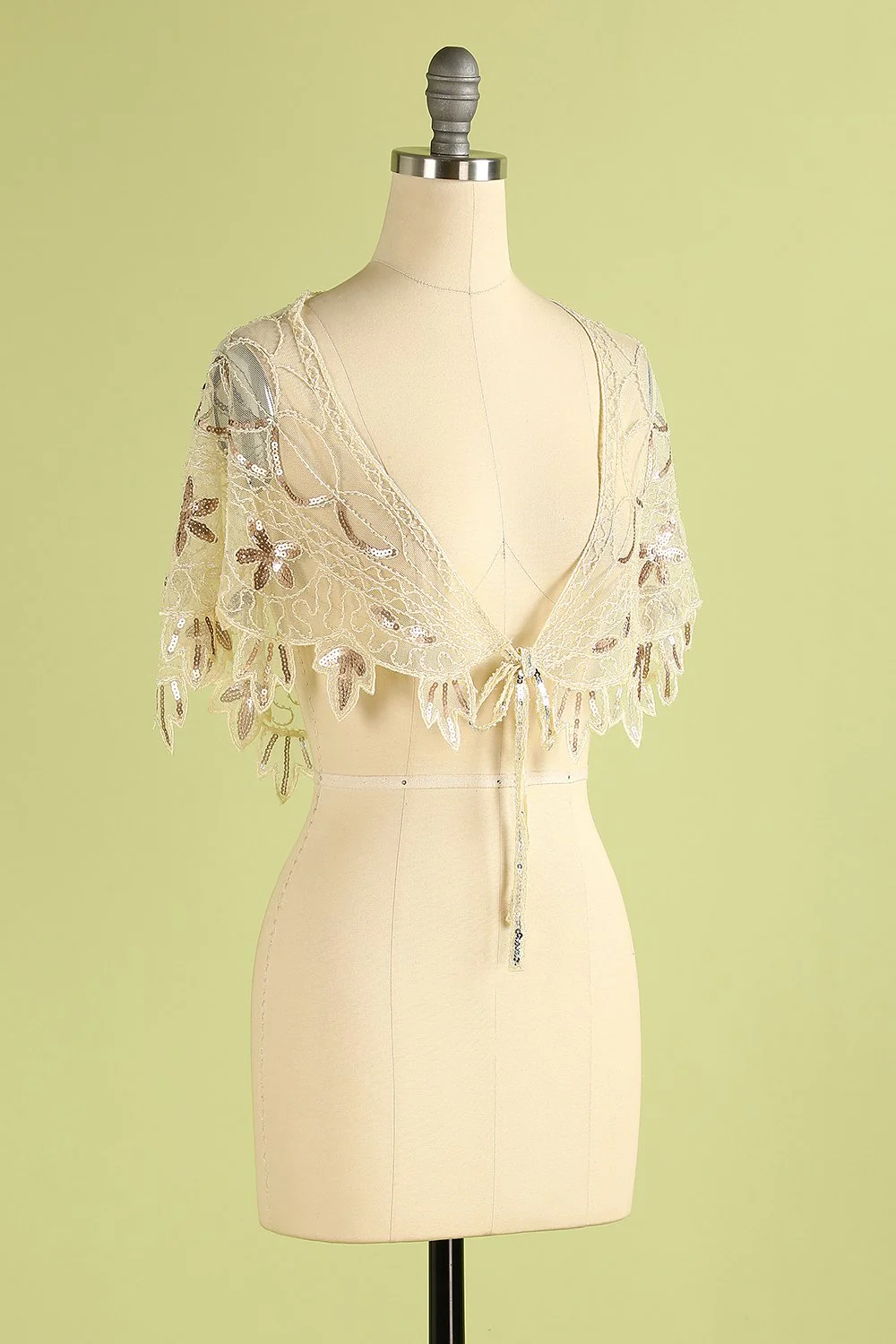 Zapaka Cape Femme Paillettes Fleur Vert Années 1920 - Image 6