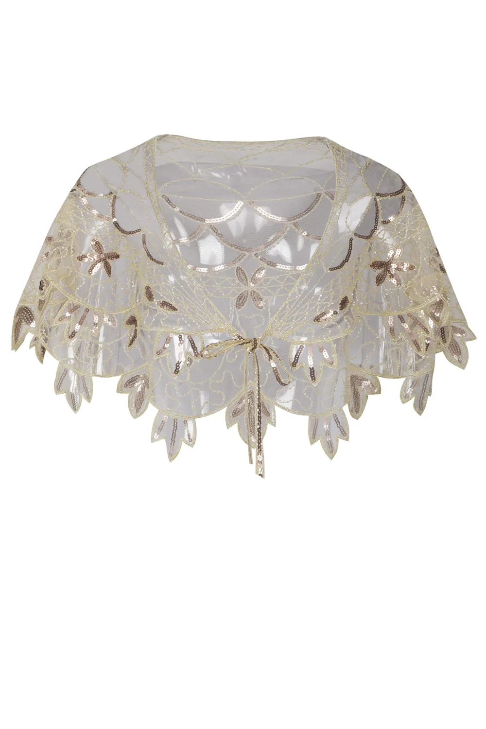 Zapaka Cape Femme Paillettes Fleur Vert Années 1920 - Image 8