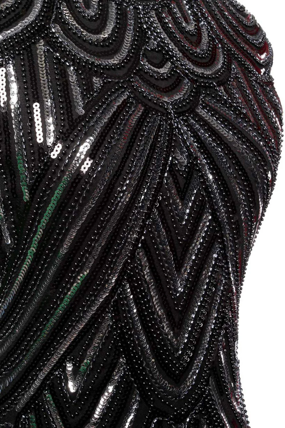 Robe 1920s Flapper avec Paillettes Noire - Image 5