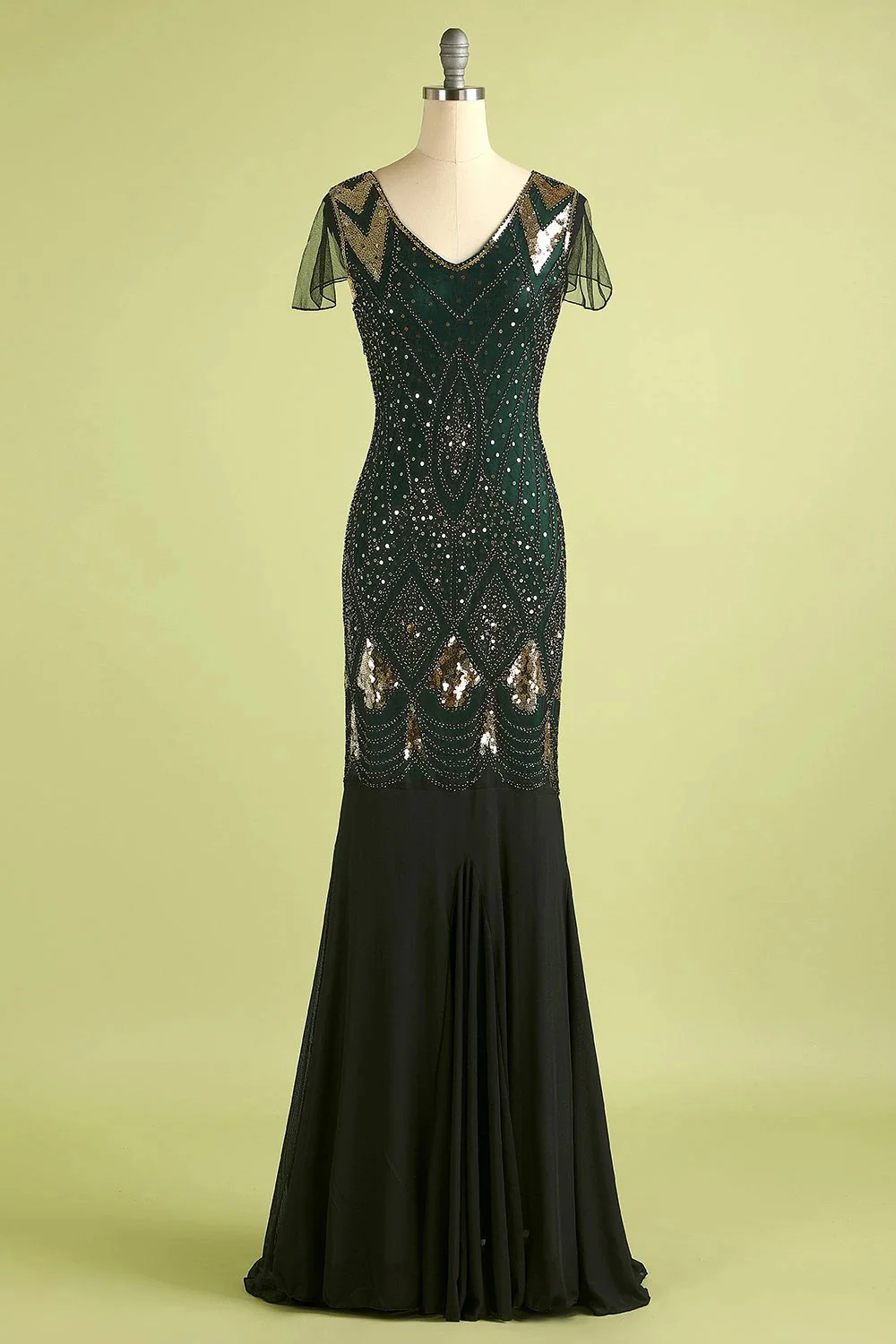 Robe sirène noire années 1920 à paillettes - Image 11
