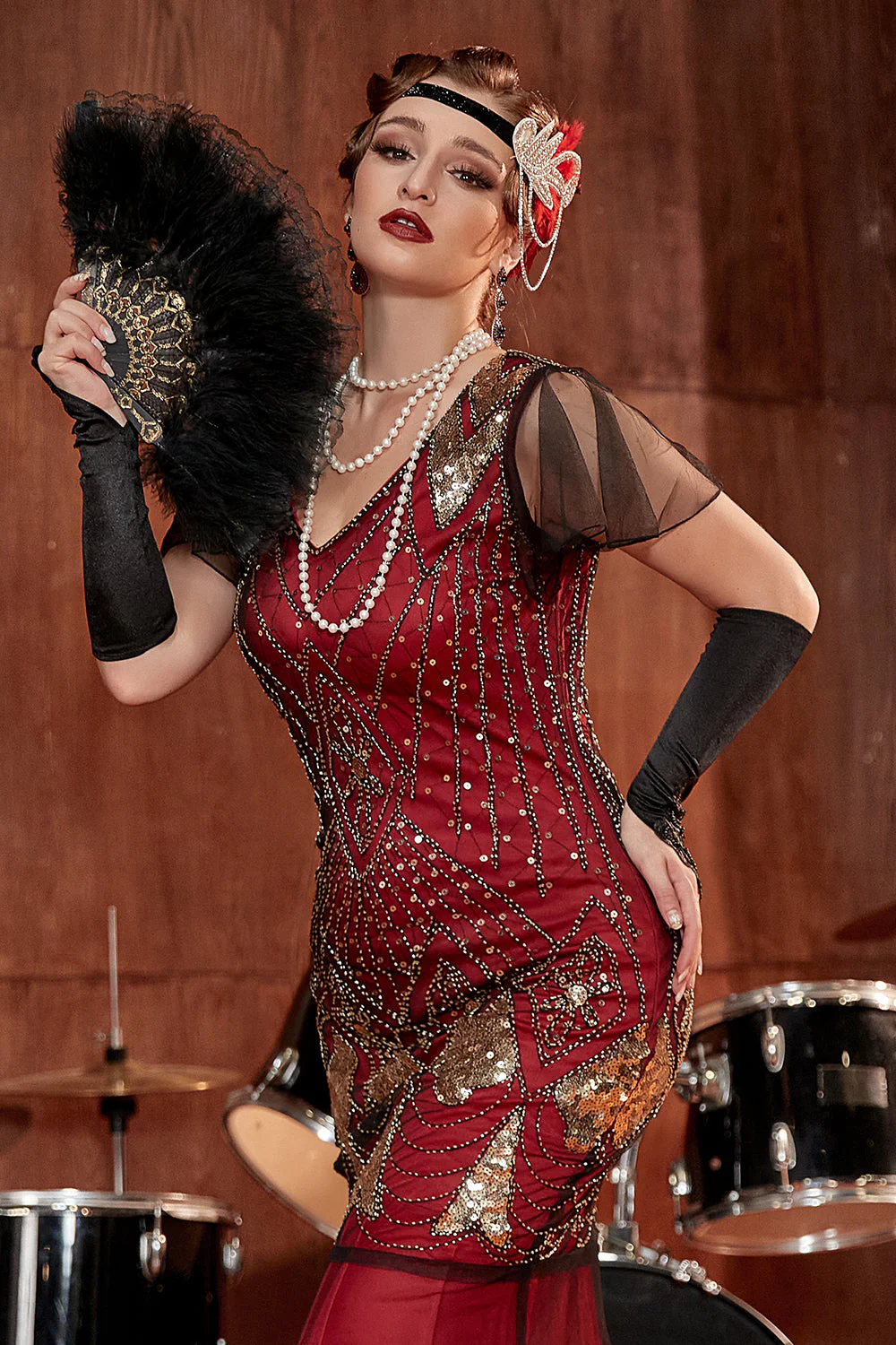 Robe sirène noire années 1920 à paillettes - Image 25