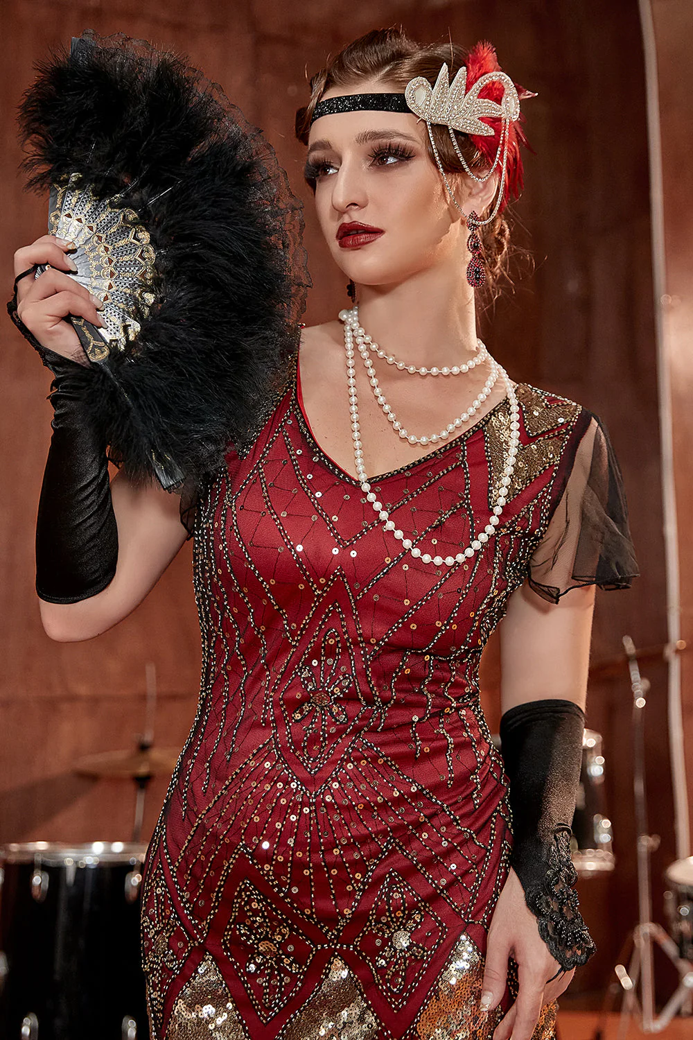 Robe sirène noire années 1920 à paillettes - Image 26